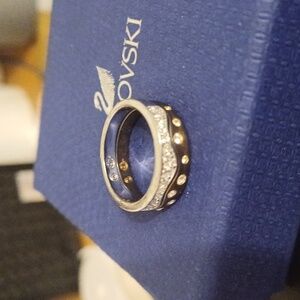 Swarovski Two-Tone Crystal Accent Ring in Silver and Gold